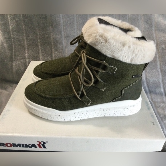 Romika Helsinki 01 Olive Faux Fur Boot Sneaker EU 36 US 5 to 5.5 - Picture 1 of 12